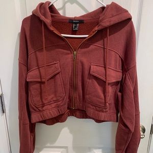 Forever 21 Cropped Utility Zipper Hoodie